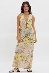 Philomena Button Vest Top Floral Blush